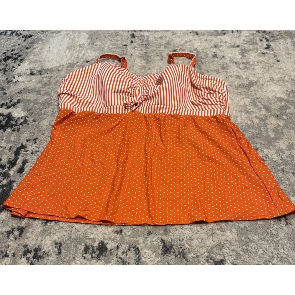 Swim by Cacique Orange/White Striped Top Lightly Lined No Wire Plus 26